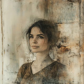 Floraquarto style, Midjourney V6.1: photographic portrait of female protagonist