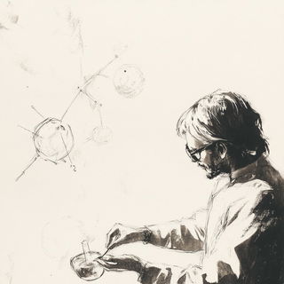 Fossilflare style, Midjourney V6.1: editorial illustration for popular scientific magazine cover