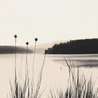Fossilflare style, Midjourney V6.1: realistic landscape photograph of quiet dawn
