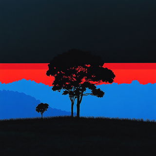 Inkmarionics style, Midjourney V6.1: realistic landscape photograph of quiet dawn