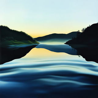 Vantaface style, Midjourney V6.1: realistic landscape photograph of quiet dawn