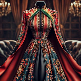 Squeegee Meridian style, Midjourney V6.1: haute-couture fashion outfit