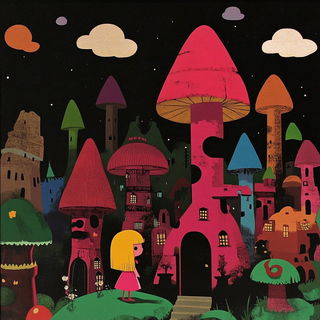 Mosaicroot style, Midjourney V6.1: retro fairy-tale illustration