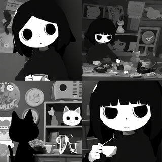 Mosaicroot style, Midjourney V6.1: black-and-white manga comic strip