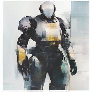 Pigmenthesis style, Midjourney V6.1: concept art character design of retropunk steam knight