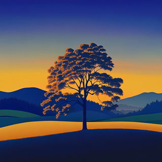 Pyrographic Battle Deco style, Midjourney V6.1: realistic landscape photograph of quiet dawn