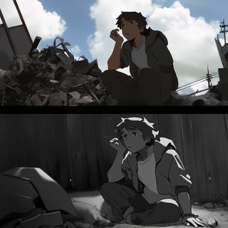 Cranial Panorama style, Midjourney V6.1: black-and-white manga comic strip