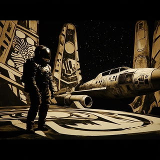 Castellacrimson style, Midjourney V6.1: cinematic shot from sci-fi movie