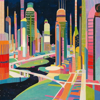 Aeroquarry style, Midjourney V6.1: megacity with futuristic bioarchitecture