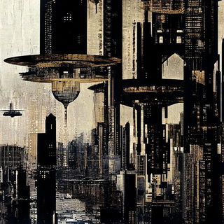 Maskriot style, Midjourney V6.1: megacity with futuristic bioarchitecture