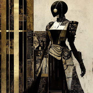 Maskriot style, Midjourney V6.1: concept art character design of retropunk steam knight