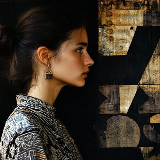 Maskriot style, Midjourney V6.1: photographic portrait of female protagonist