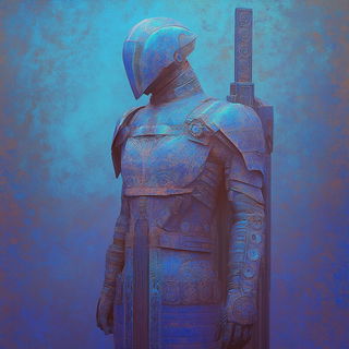 Iconoclay style, Midjourney V6.1: concept art character design of retropunk steam knight