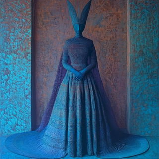 Iconoclay style, Midjourney V6.1: haute-couture fashion outfit