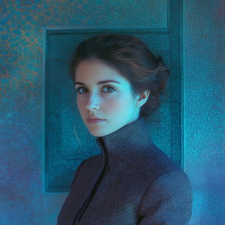 Iconoclay style, Midjourney V6.1: photographic portrait of female protagonist