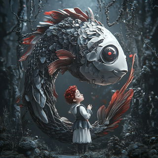 Patinomechanics style, Midjourney V6.1: retro fairy-tale illustration