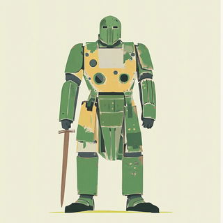 Contourwild style, Midjourney V6.1: concept art character design of retropunk steam knight