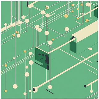 Contourwild style, Midjourney V6.1: technical infrastructure blueprint schematics