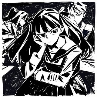 Sacred Tapestry Weave style, Midjourney V6.1: black-and-white manga comic strip