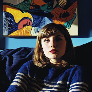 Sacred Tapestry Weave style, Midjourney V6.1: photographic portrait of female protagonist