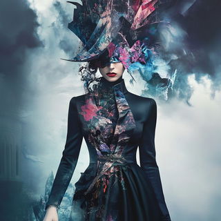 Dandelion Sounding style, Midjourney V6.1: haute-couture fashion outfit