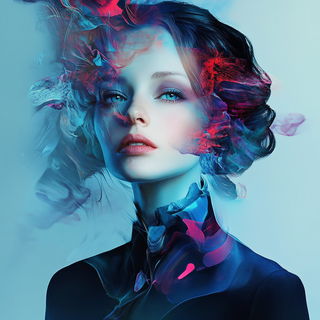 Dandelion Sounding style, Midjourney V6.1: photographic portrait of female protagonist