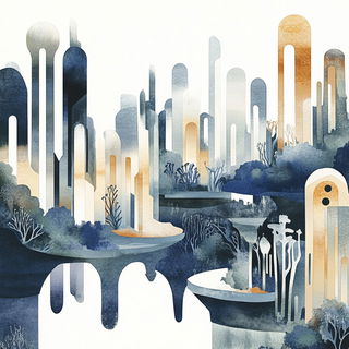Odonata Paperwing style, Midjourney V6.1: megacity with futuristic bioarchitecture