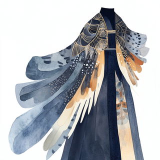 Odonata Paperwing style, Midjourney V6.1: haute-couture fashion outfit