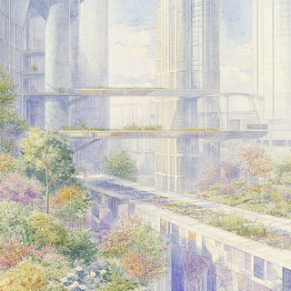 Petaletch style, Midjourney V6.1: megacity with futuristic bioarchitecture
