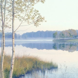 Petaletch style, Midjourney V6.1: realistic landscape photograph of quiet dawn
