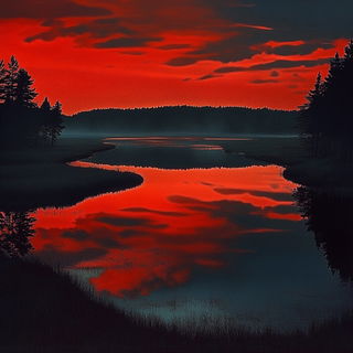 Atelier Rookspur style, Midjourney V6.1: realistic landscape photograph of quiet dawn