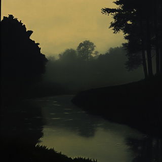 Folklorivet style, Midjourney V6.1: realistic landscape photograph of quiet dawn
