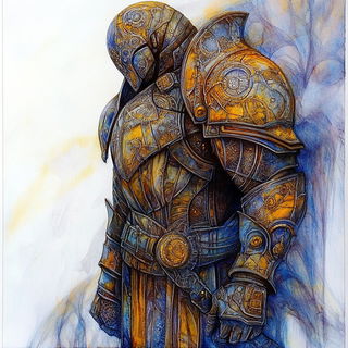Chromabloom style, Midjourney V6.1: concept art character design of retropunk steam knight