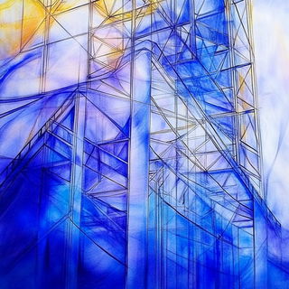 Chromabloom style, Midjourney V6.1: technical infrastructure blueprint schematics