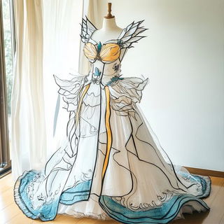 Radial Circuitry style, Midjourney V6.1: haute-couture fashion outfit
