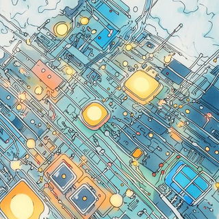 Radial Circuitry style, Midjourney V6.1: technical infrastructure blueprint schematics