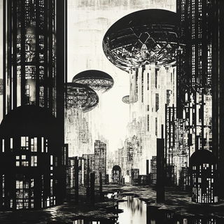 Doodlebop style, Midjourney V6.1: megacity with futuristic bioarchitecture