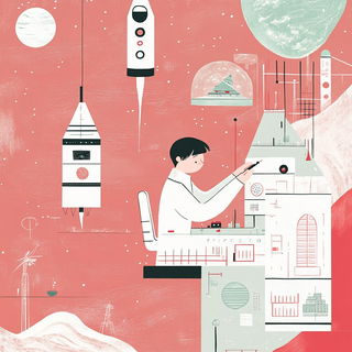 Cobalt Void Architecture style, Midjourney V6.1: editorial illustration for popular scientific magazine cover