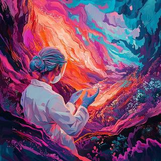 Fluoromosaic style, Midjourney V6.1: editorial illustration for popular scientific magazine cover