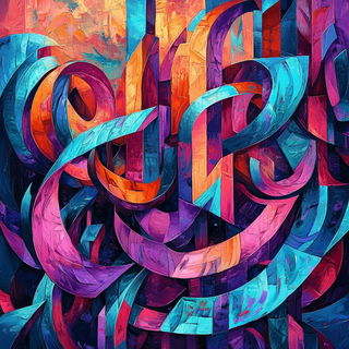 Fluoromosaic style, Midjourney V6.1: typographic composition with large letters