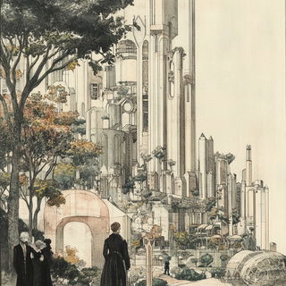Electrodamask style, Midjourney V6.1: megacity with futuristic bioarchitecture