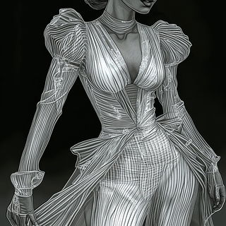 Bokehmarsh style, Midjourney V6.1: haute-couture fashion outfit