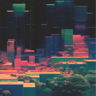 Carousel Cels style, Midjourney V6.1: megacity with futuristic bioarchitecture