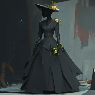 Vitracairn style, Midjourney V6.1: haute-couture fashion outfit