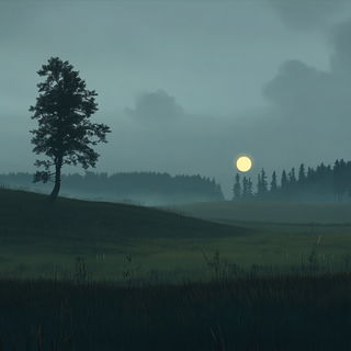 Vitracairn style, Midjourney V6.1: realistic landscape photograph of quiet dawn