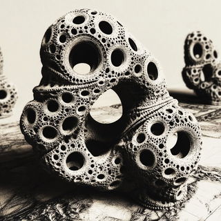 Phyllocontour style, Midjourney V6.1: abstract 3D render