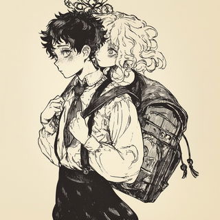 Phyllocontour style, Midjourney V6.1: black-and-white manga comic strip