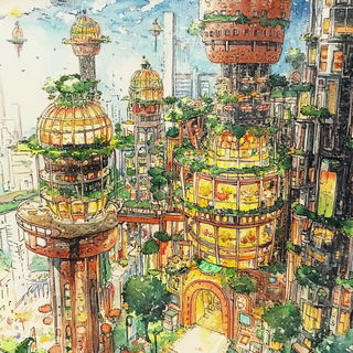 Telecranial Cinema style, Midjourney V6.1: megacity with futuristic bioarchitecture