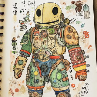 Telecranial Cinema style, Midjourney V6.1: concept art character design of retropunk steam knight