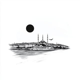 Tealcliff Gigantism style, Midjourney V6.1: bold minimalist logo design for Istanbul city municipal services